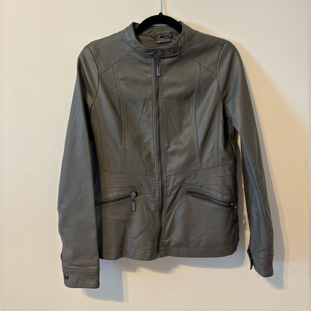 Jou Jou Women's Charcoal Leather Jacket